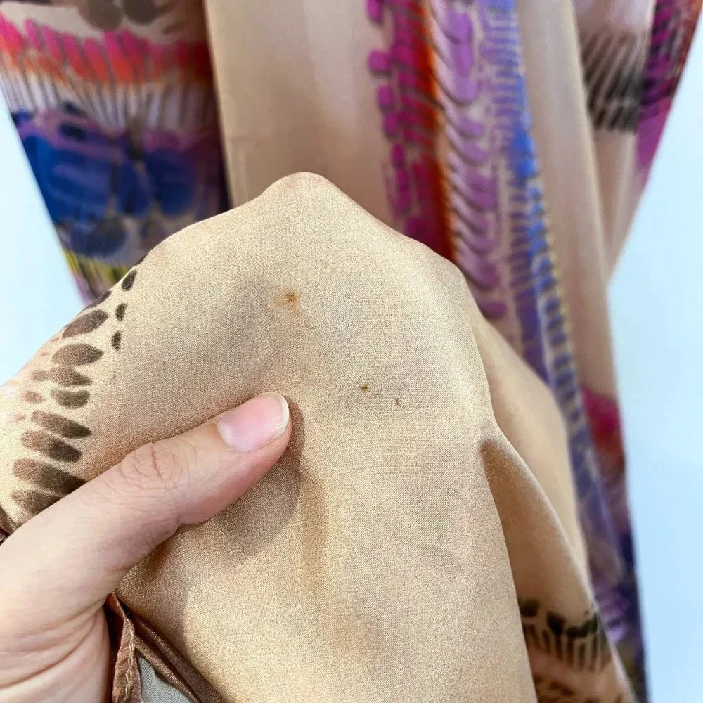 Alexis 100% Silk Colorful Adjustable Beach Resortwear Deep V Maxi Dress S NWT - Picture 5 of 12